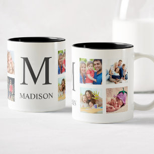 Custom Family Photo Collage Personalised White Two-Tone Coffee Mug