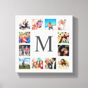 Custom Family Photo Collage Personalized White Canvas Print