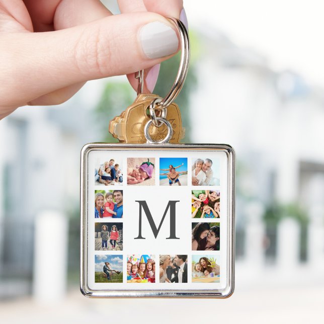 Custom Family Photo Collage Personalized White Key Ring (Creator Uploaded)