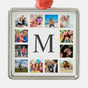 Custom Family Photo Collage Personalized White Metal Tree Decoration