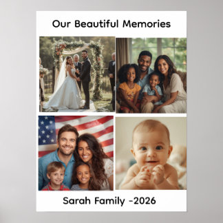 Custom Family Photo Collage Poster, Personalised Poster