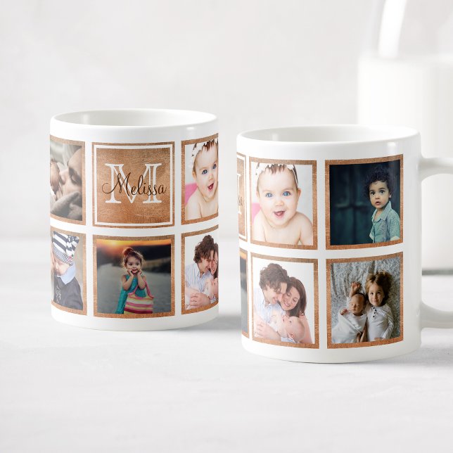 Custom Family Photo Collage Trendy Rose Gold Coffee Mug (Creator Uploaded)