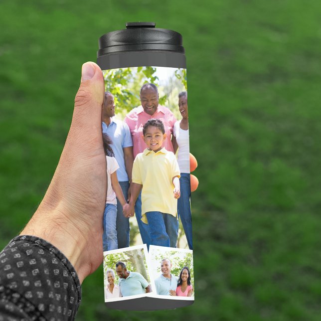 Custom Family Photo Collage w Zigzag Photo Strip Thermal Tumbler (Creator Uploaded)
