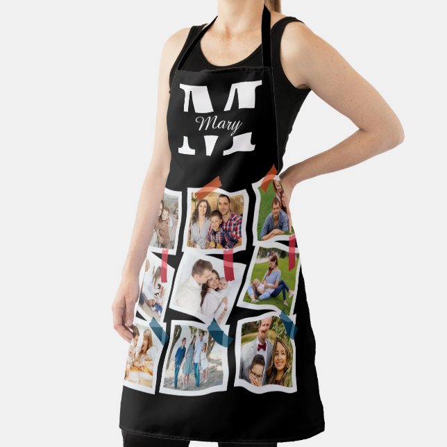 Custom Family Photo Collage with name and monogram Apron (Insitu)