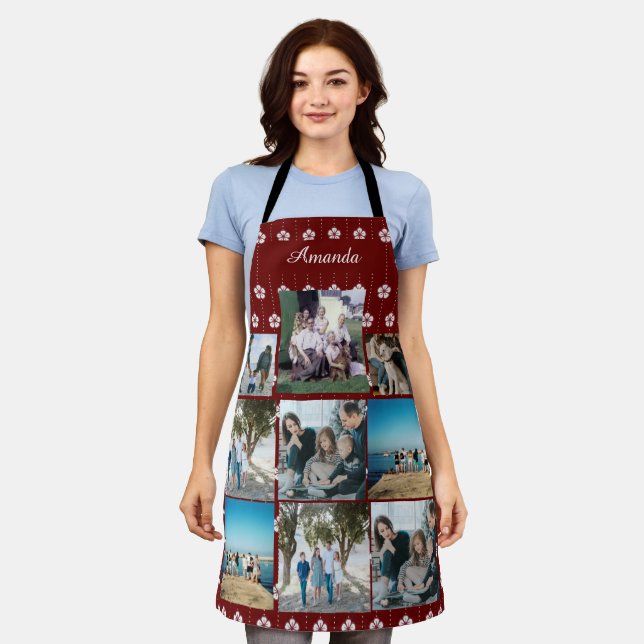 Custom Family Photo Collage with name Apron (Worn)