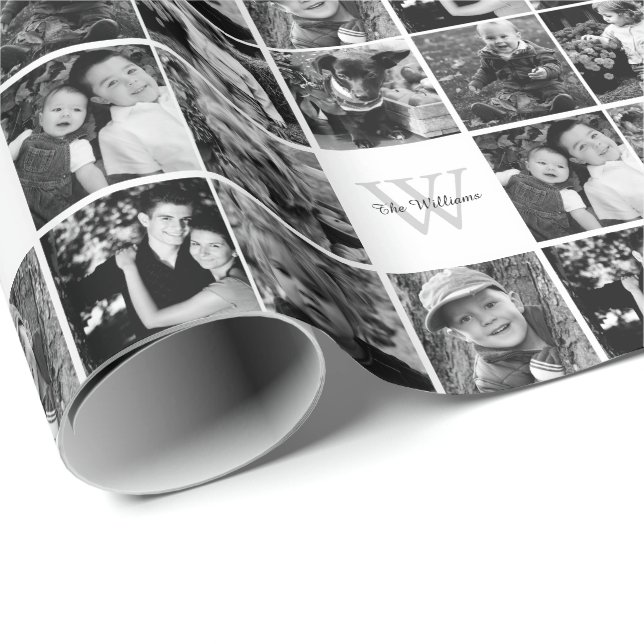 Custom Family Photo Collage Wrapping Paper (Roll Corner)
