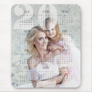 Custom Family Photo & Colour Year Calendar 2027 Mouse Mat
