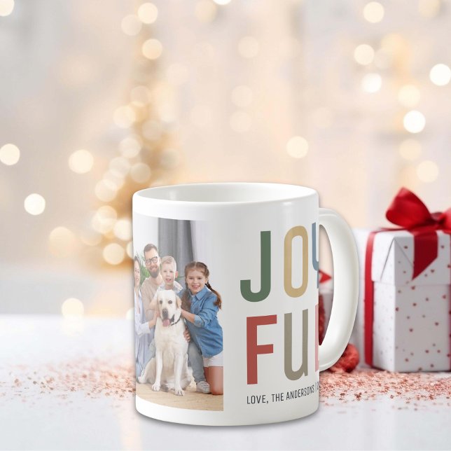 Custom Family Photo Colourful Joyful Christmas Coffee Mug (Custom Family Photo Colorful Joyful Christmas Coffee Mug)