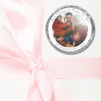 Custom Family Photo Disco Ball Sticker with Text