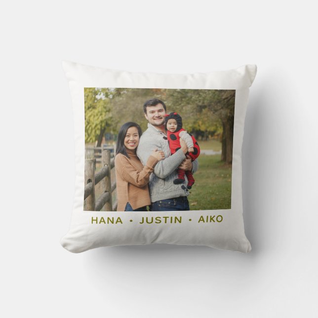 Custom Family Photo Double Sided  Throw Pillow (Front)
