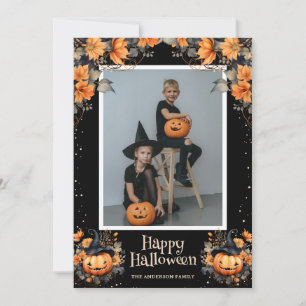 Custom Family Photo Happy Halloween Card