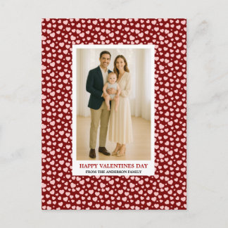 Custom Family Photo Hearts Pattern Valentine's Day Holiday Postcard
