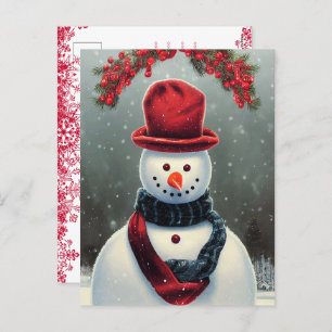 Custom Family photo Holiday Card with Cute Snowman