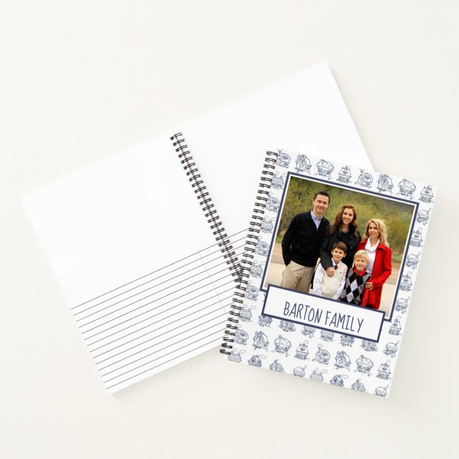 Custom Family Photo House Illustration Pattern Notebook (Inside)