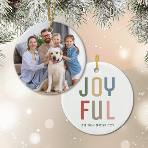 Custom Family Photo Joyful Christmas Ceramic Tree Decoration