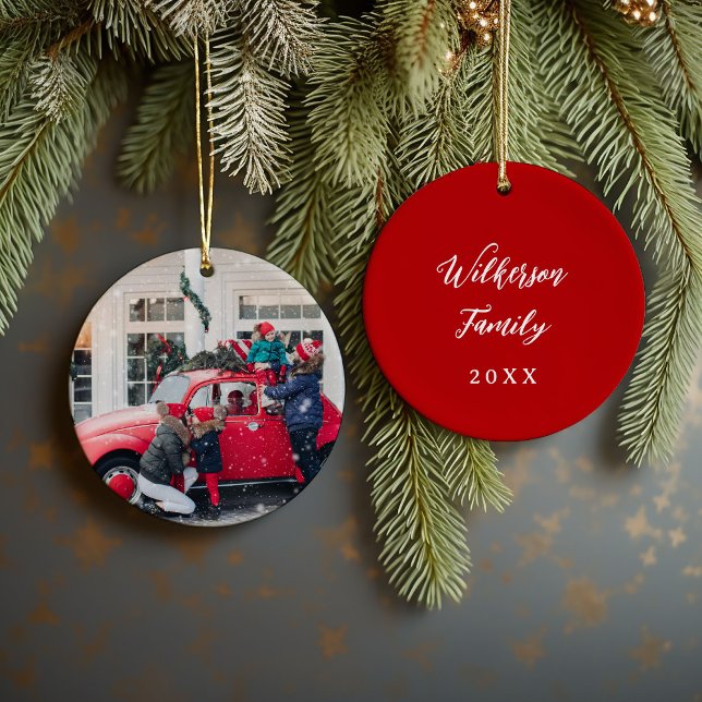 Custom Family Photo Keepsake Christmas Ceramic Tree Decoration (Creator Uploaded)