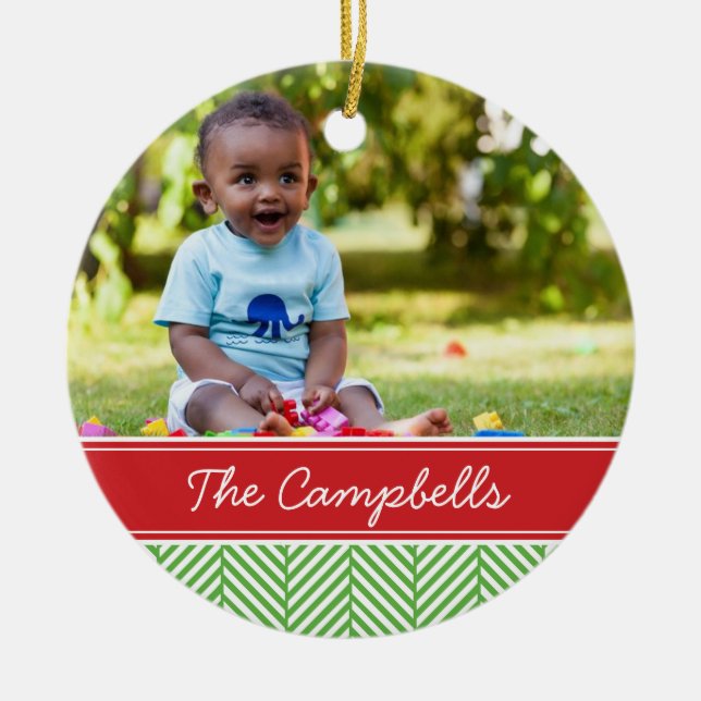 Custom Family Photo Keepsake Holiday Ornament (Front)