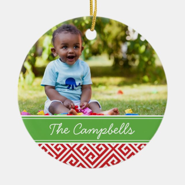Custom Family Photo Keepsake Holiday Ornament (Front)