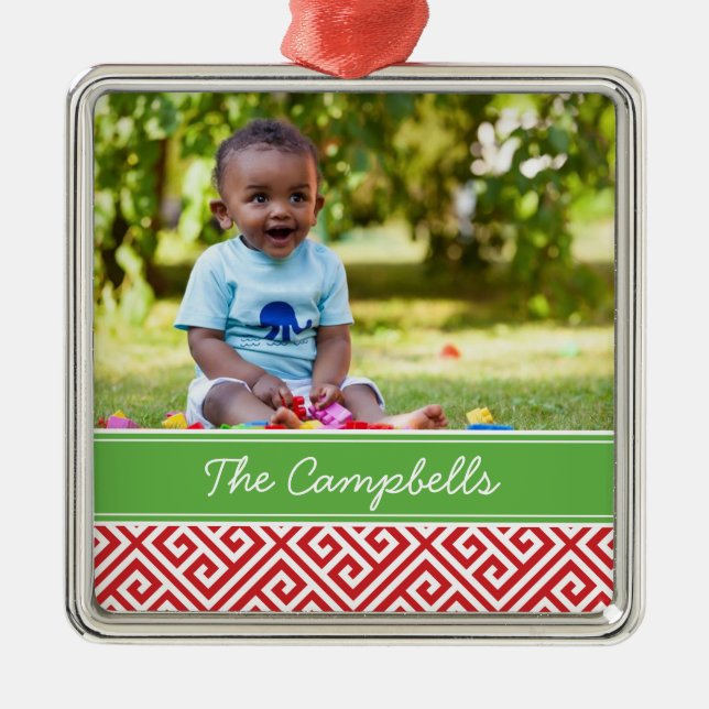 Custom Family Photo Keepsake Holiday Ornament (Front)