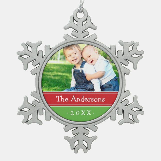 Custom Family Photo Keepsake Holiday Ornament (Front)