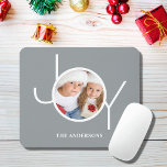 Custom Family Photo Keepsake Mouse Mat<br><div class="desc">This modern Photo Mouse Pad s decorated with the word JOY in white on a stylish gray background.
Easily customizable with your photo and name.</div>