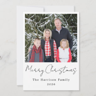 Custom Family Photo Merry Christmas Modern Holiday Card
