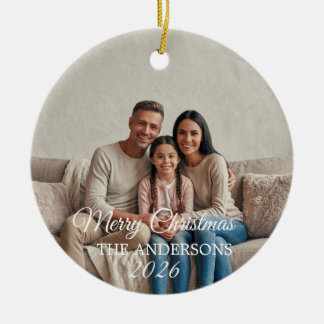 Custom Family Photo Merry Christmas Ornament