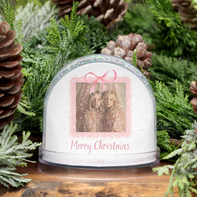 Custom Family Photo Merry Christmas Snow Globe (Winter)