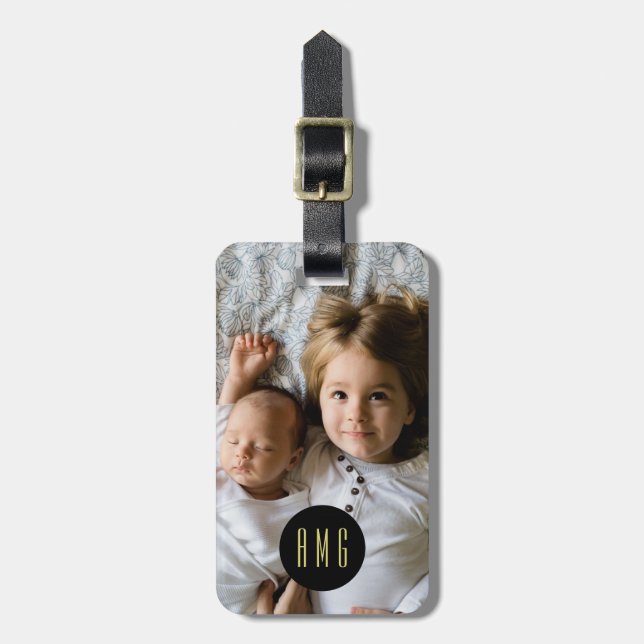 Custom Family Photo | Monogram | Address Luggage Tag (Front Vertical)