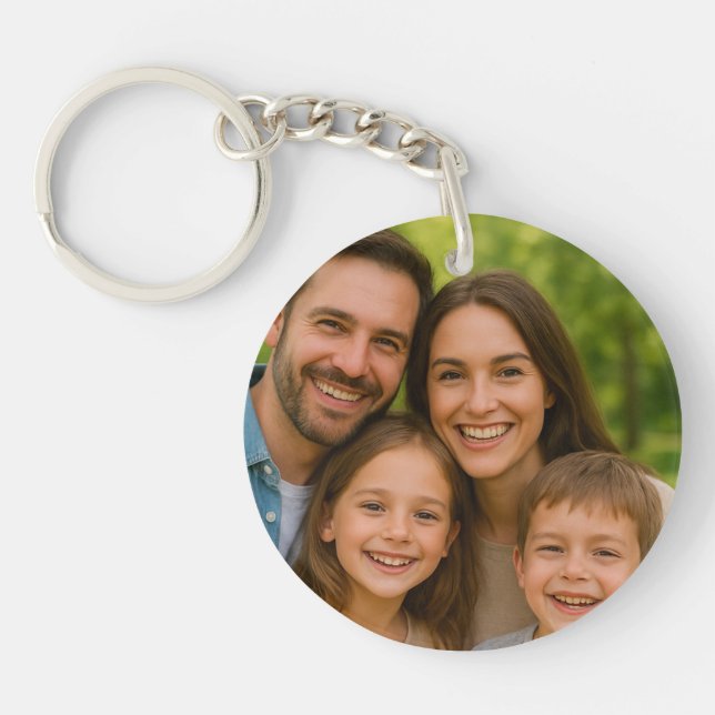 Custom Family Photo Name Keychain (Front)