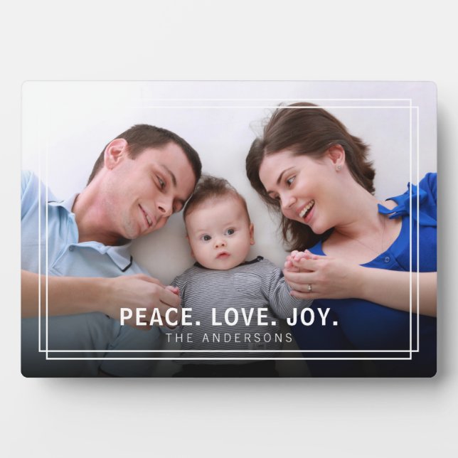 Custom Family Photo Name Modern Minimal Keepsake Plaque (Front)