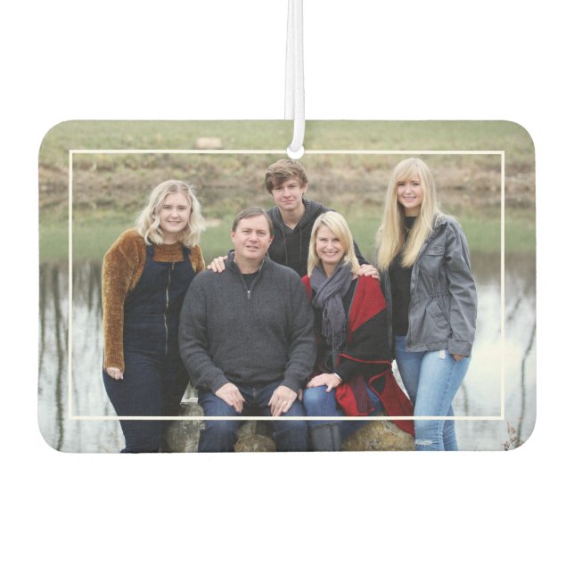 Custom Family Photo Name Rustic Wood Monogram Car Air Freshener (Front)