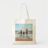 Custom family photo on beach tote bag (Front)
