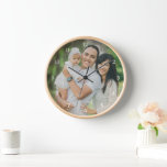 Custom Family Photo Overlay Clock<br><div class="desc">Create a special one of a kind round or square wall clock. The personalised clock design features simple modern fonts overlaid onto your full bleed family photo. Use the design tools to add more photos and text, and choose any fonts and colours to match your own home decor style. A...</div>
