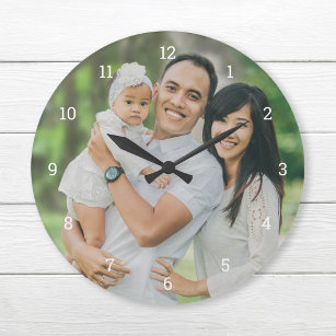 Custom Family Photo Overlay Large Clock
