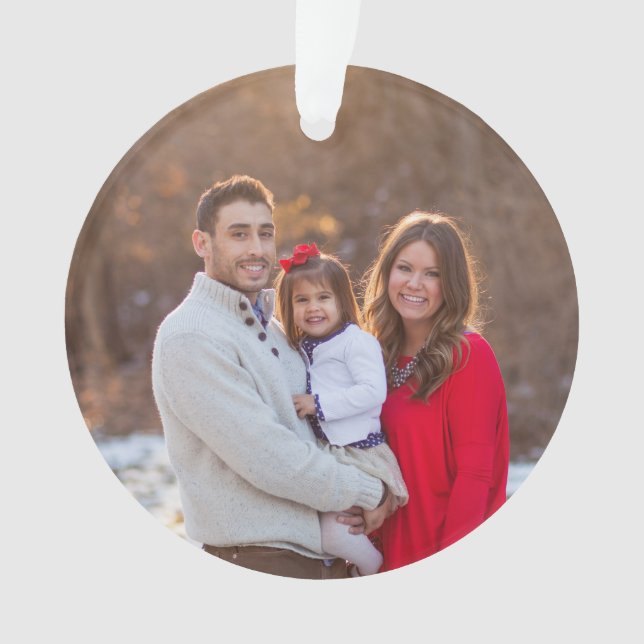Custom Family Photo Personalised Holiday Ornament (Front)