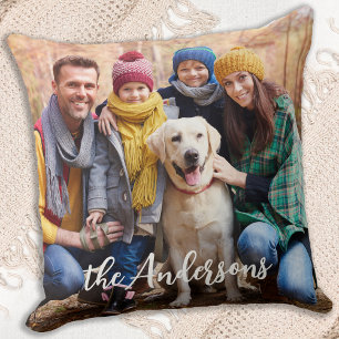 Custom Family Photo Personalised Modern Christmas Cushion