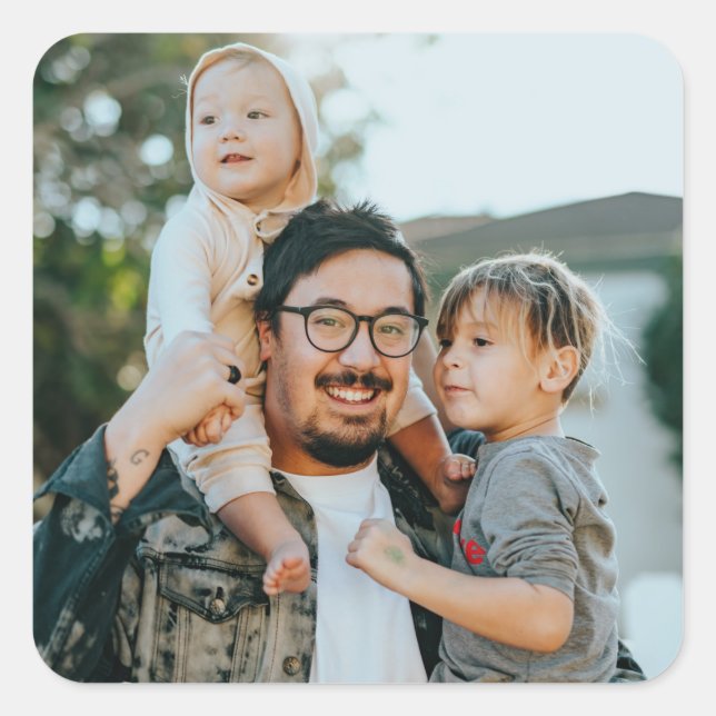 Custom Family Photo Personalised  Square Sticker (Front)