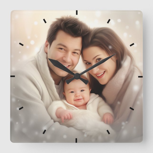 Custom Family Photo Personalised Wall Clock (Front)
