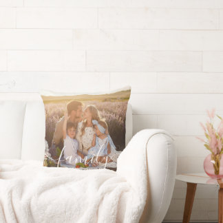 Custom Family Photo - Personalized Last Name Cushion