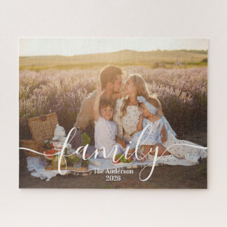 Custom Family Photo – Personalized Last Name Jigsaw Puzzle
