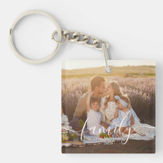 Custom Family Photo - Personalized Last Name Key Ring