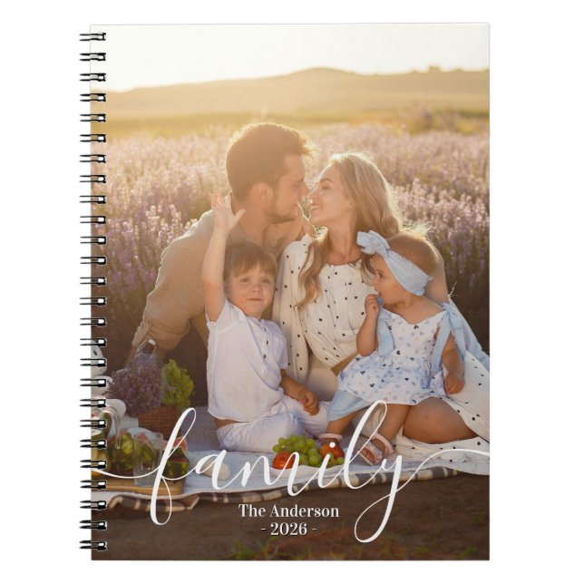 Custom Family Photo – Personalized Last Name  Notebook (Front)