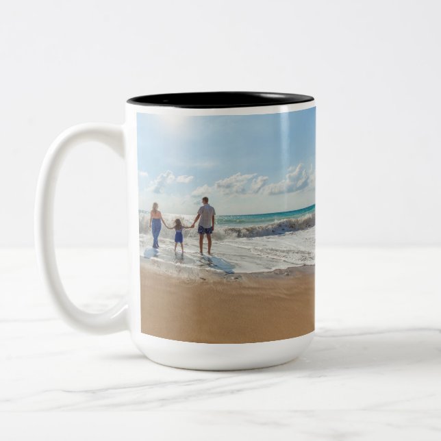 Custom Family Photo Personalized Two-Tone Coffee Mug (Left)