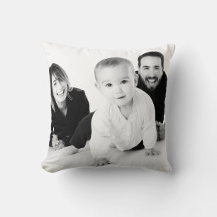 Custom Family Photo/Purple Floral Bouquet Cushion