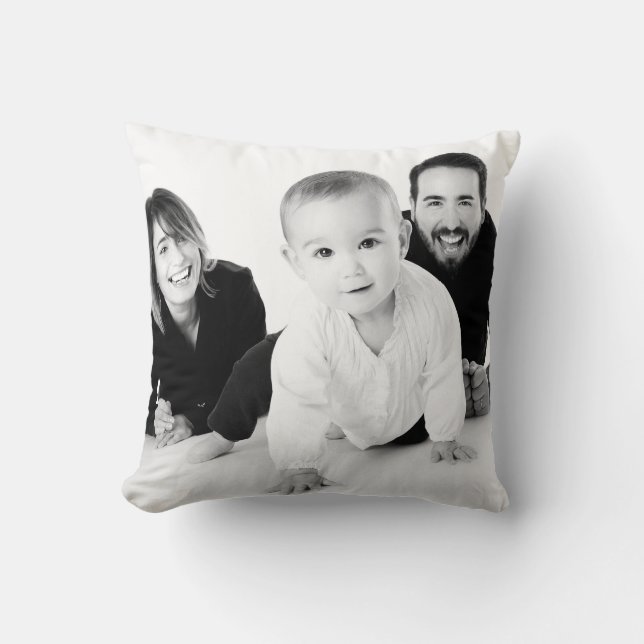 Custom Family Photo/Purple Floral Bouquet Cushion (Front)