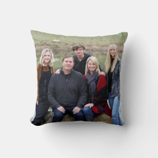 Custom Family Photo Quote Rustic Wood Double Sided Cushion
