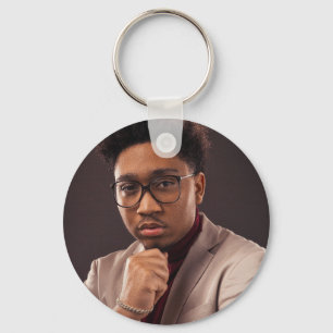 Custom family photo simple minimalist key ring