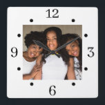 Custom Family Photo Square Wall Clock<br><div class="desc">A custom happy family siblings sisters photo large clock for your home decor. Modern Square shape.</div>