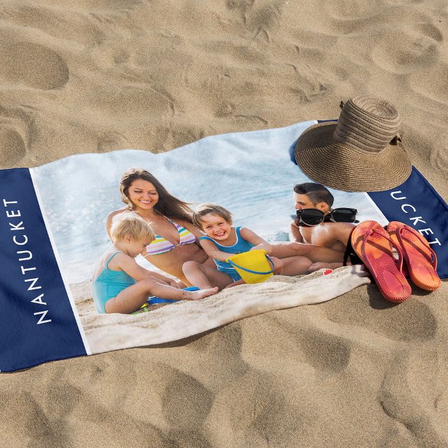 Custom Family Photo Summer Keepsake Gift  Beach Towel (Hey beach-loving families! Style up your beach game with our fun custom keepsake towels!)